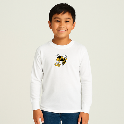 Youth Georgia Tech Yellow Jackets Logo Cotton Long Sleeve T-Shirt