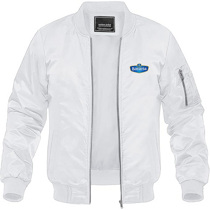 Men's Bavaria Logo Lightweight Bomber Jacket Windbreaker Softshell Varsity Jacket Coat