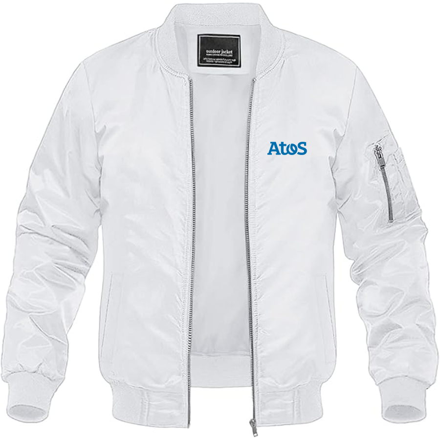 Men's Atos Logo Lightweight Bomber Jacket Windbreaker Softshell Varsity Jacket Coat