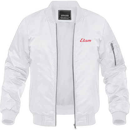 Men's Etam Logo Lightweight Bomber Jacket Windbreaker Softshell Varsity Jacket Coat