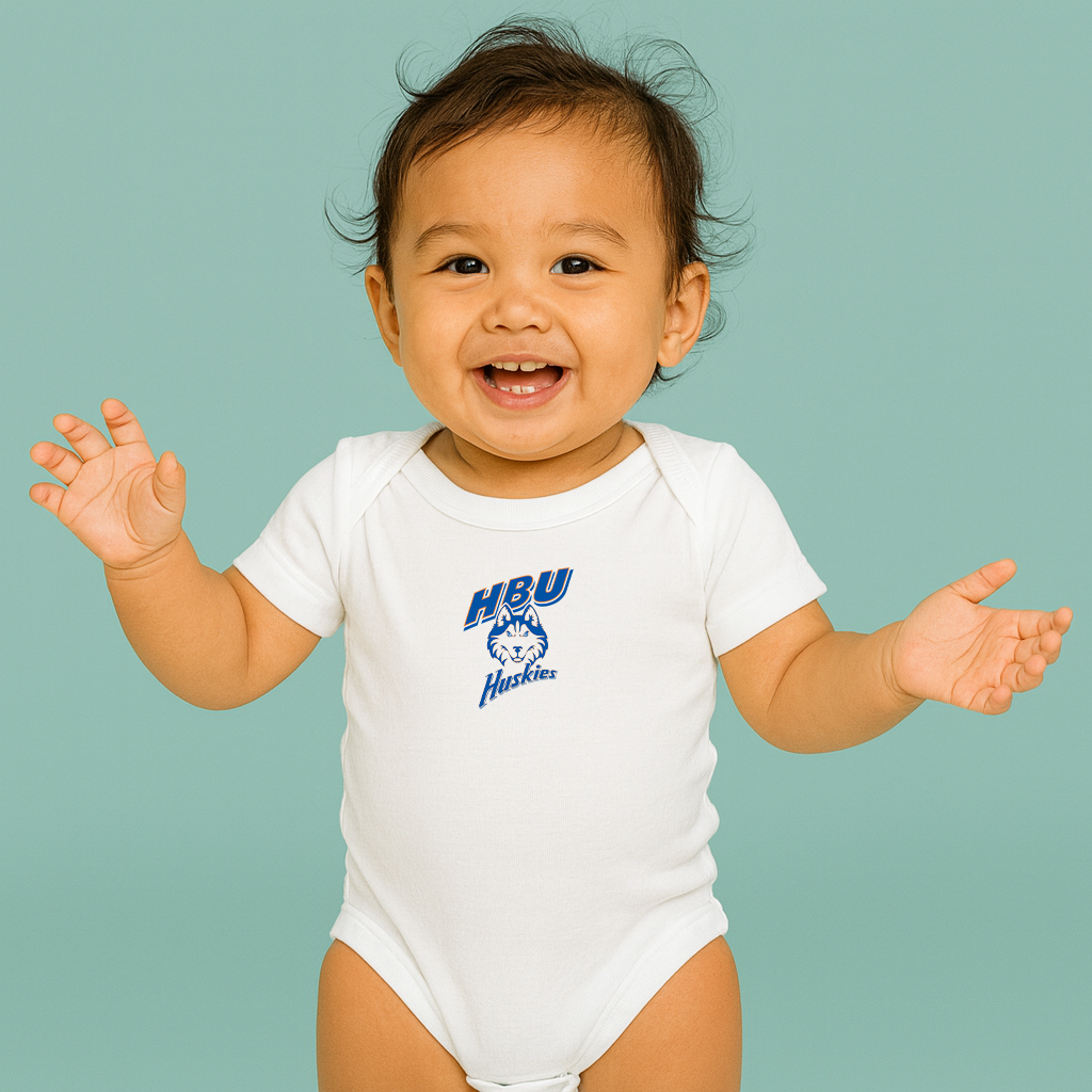 Houston Baptist Huskies Logo Baby Romper Onesie