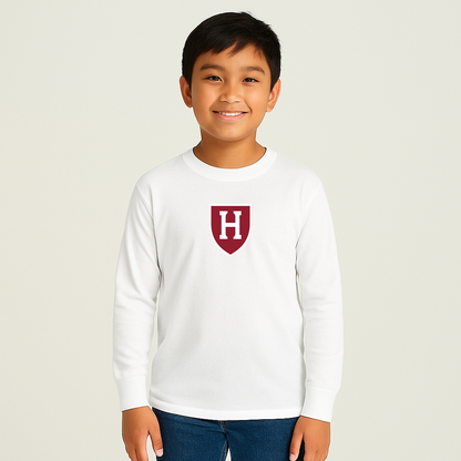 Youth Harvard Crimson Logo Cotton Long Sleeve T-Shirt