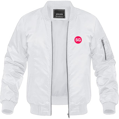 Men's Sofiagray Logo Lightweight Bomber Jacket Windbreaker Softshell Varsity Jacket Coat