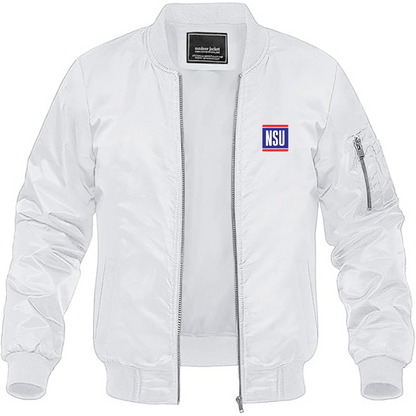 Men's NSU Logo Lightweight Bomber Jacket Windbreaker Softshell Varsity Jacket Coat