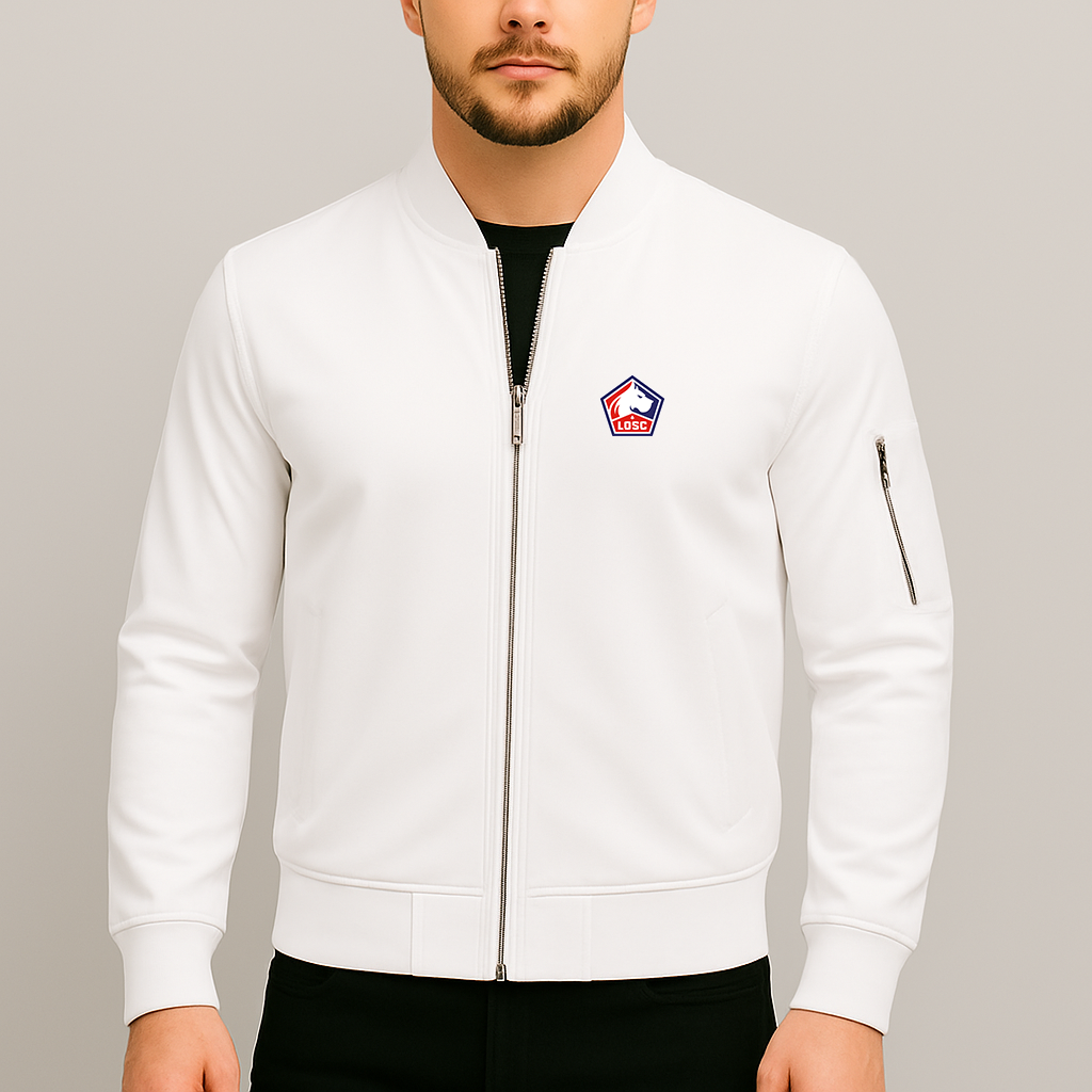 Men's Lille Olympique FC Lightweight Bomber Jacket - White