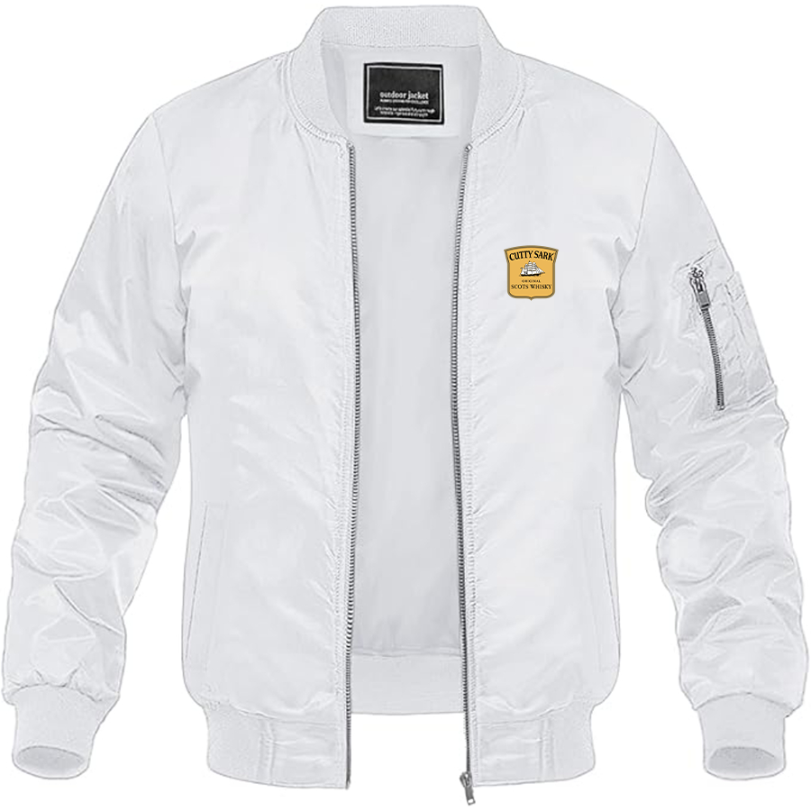 Men's Cutty Sark Logo Lightweight Bomber Jacket Windbreaker Softshell Varsity Jacket Coat