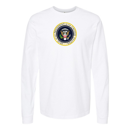 Men's USA President Seal Logo Cotton Long Sleeve T-Shirt