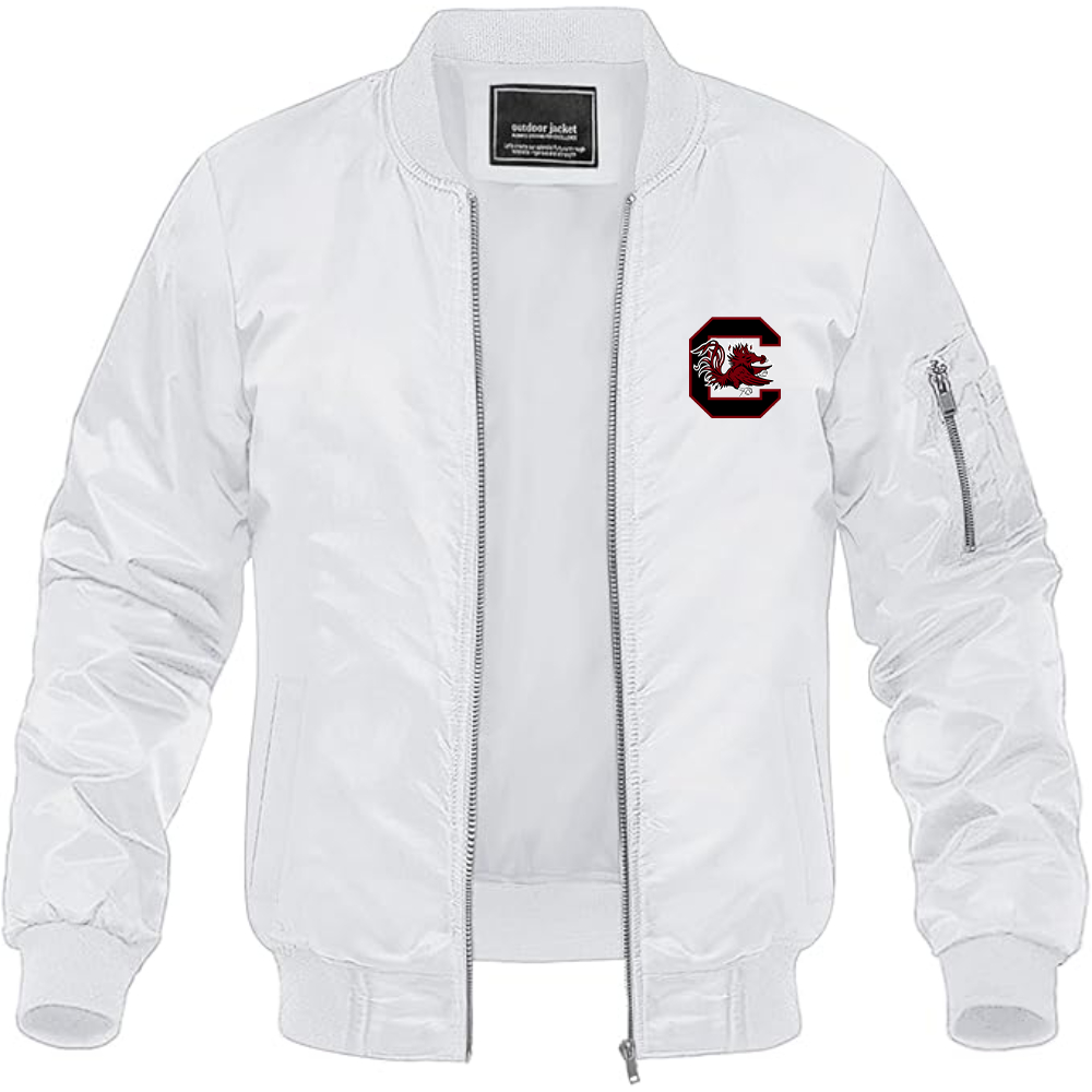 Men's South Carolina Gamecocks Logo Lightweight Bomber Jacket Windbreaker Softshell Varsity Jacket Coat