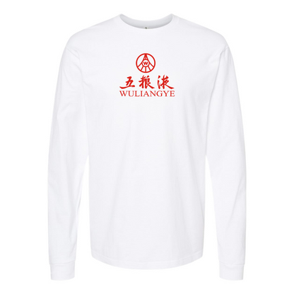 Men's Wuliangye Logo Cotton Long Sleeve T-Shirt