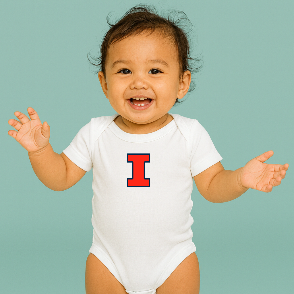 Illinois Fighting Illini Logo Baby Romper Onesie