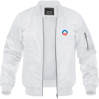 Men's Obama Logo Lightweight Bomber Jacket Windbreaker Softshell Varsity Jacket Coat