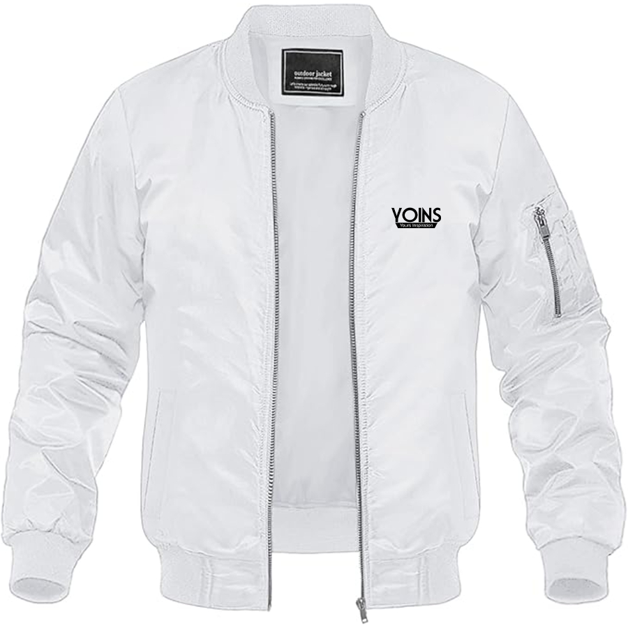 Men's Yoins Logo Lightweight Bomber Jacket Windbreaker Softshell Varsity Jacket Coat
