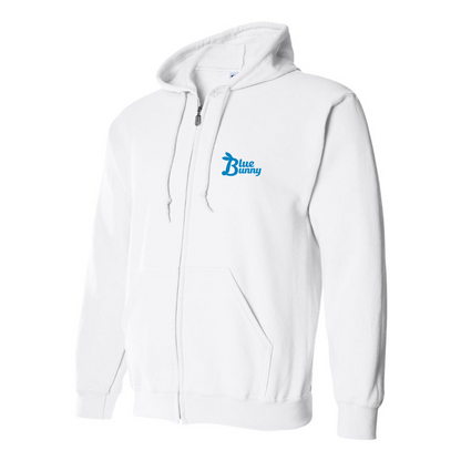 Men's Blue Bunny  Logo Zipper Hoodie