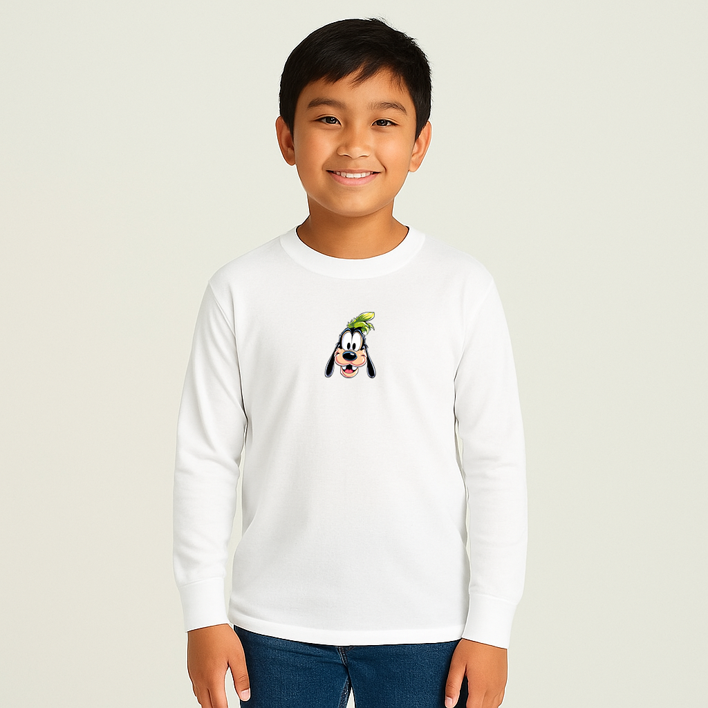 Youth Goofy Disney Smiley Face Cotton Long Sleeve T-Shirt