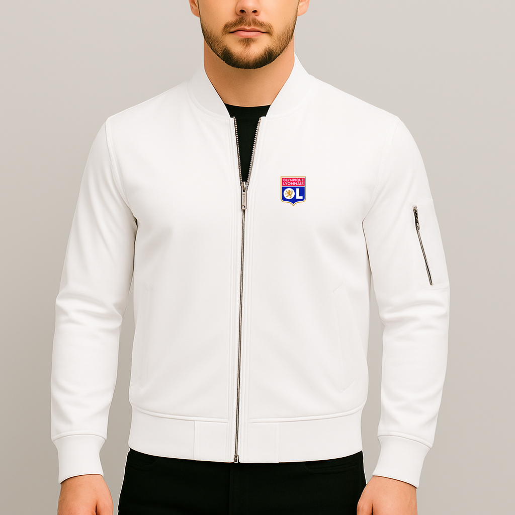 Men's Olympique Lyonnais FC Lightweight Bomber Jacket - White
