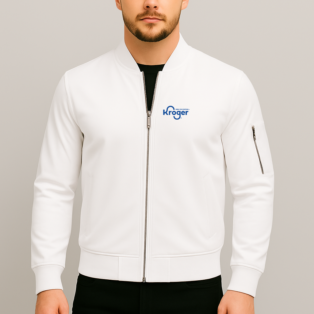 Men's Kroger Logo Lightweight Bomber Jacket Windbreaker Softshell Varsity Jacket Coat