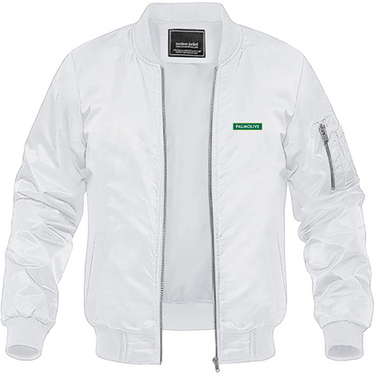 Men's Palmolive Logo Lightweight Bomber Jacket Windbreaker Softshell Varsity Jacket Coat
