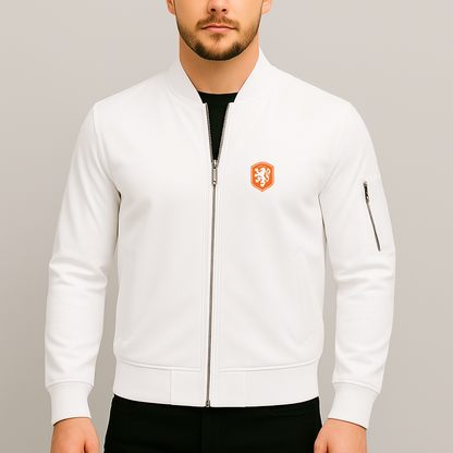 Men's Netherlands National Soccer Team Lightweight Bomber Jacket - White