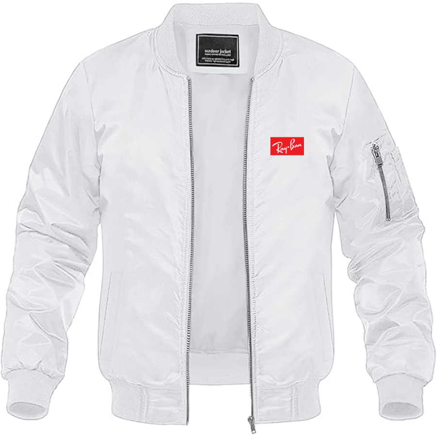 Men's Ray Ban Logo Lightweight Bomber Jacket Windbreaker Softshell Varsity Jacket Coat
