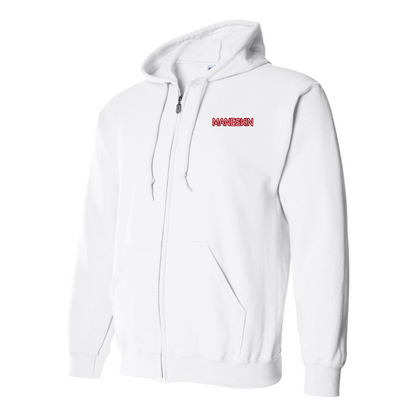 Men's Maneskin Red Neon Letter Logo Zipper Hoodie