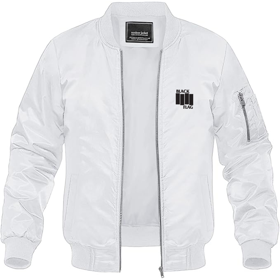 Men's Black Flag Logo Lightweight Bomber Jacket Windbreaker Softshell Varsity Jacket Coat
