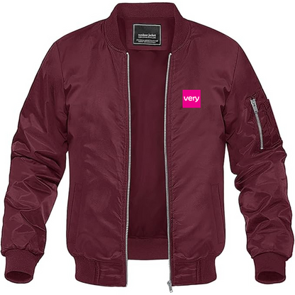 Men's Very Logo Lightweight Bomber Jacket Windbreaker Softshell Varsity Jacket Coat