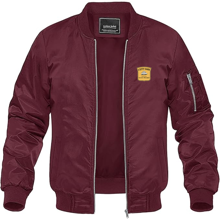 Men's Cutty Sark Logo Lightweight Bomber Jacket Windbreaker Softshell Varsity Jacket Coat