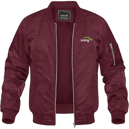 Men's Song Logo Lightweight Bomber Jacket Windbreaker Softshell Varsity Jacket Coat