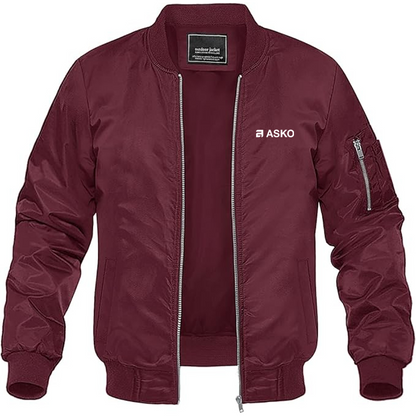 Men's Asko Logo Lightweight Bomber Jacket Windbreaker Softshell Varsity Jacket Coat