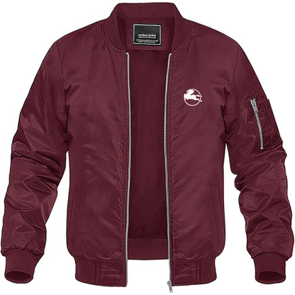 Men's Pegaso Logo Lightweight Bomber Jacket Windbreaker Softshell Varsity Jacket Coat