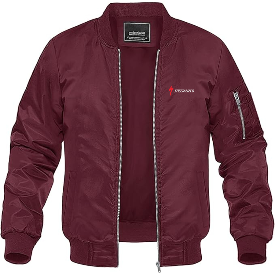 Men's Specialized Logo Lightweight Bomber Jacket Windbreaker Softshell Varsity Jacket Coat