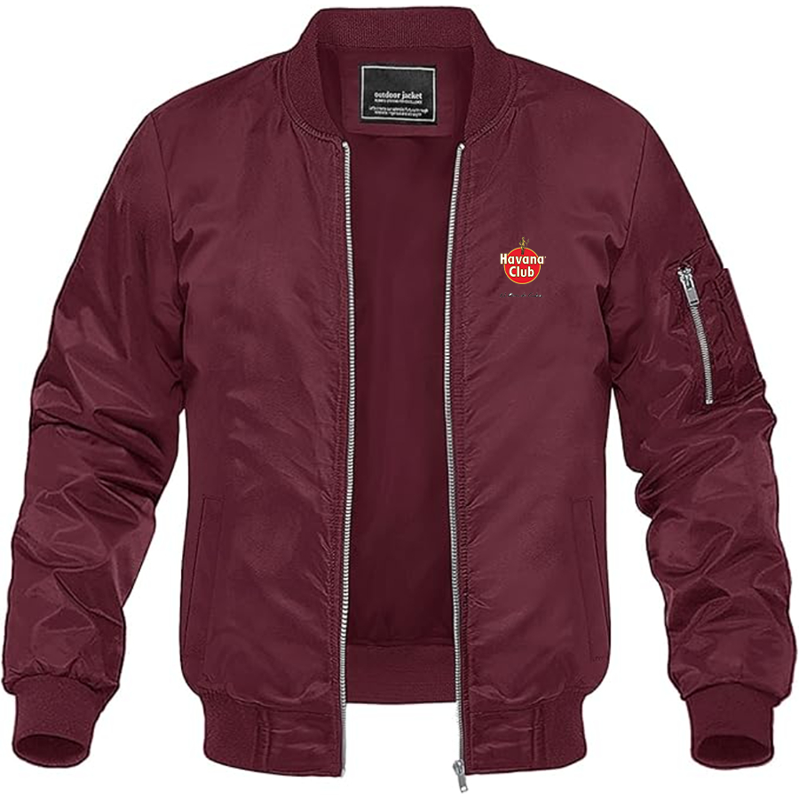 Men's Havana Club Logo Lightweight Bomber Jacket Windbreaker Softshell Varsity Jacket Coat