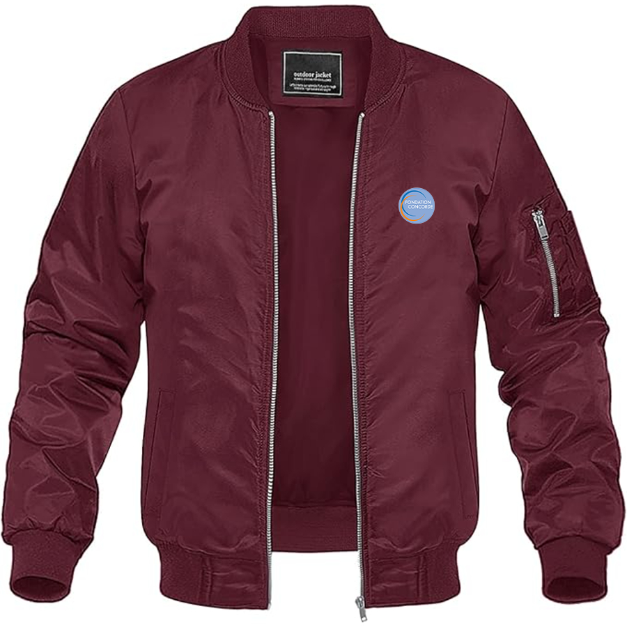 Men's Fondation Concorde Logo Lightweight Bomber Jacket Windbreaker Softshell Varsity Jacket Coat