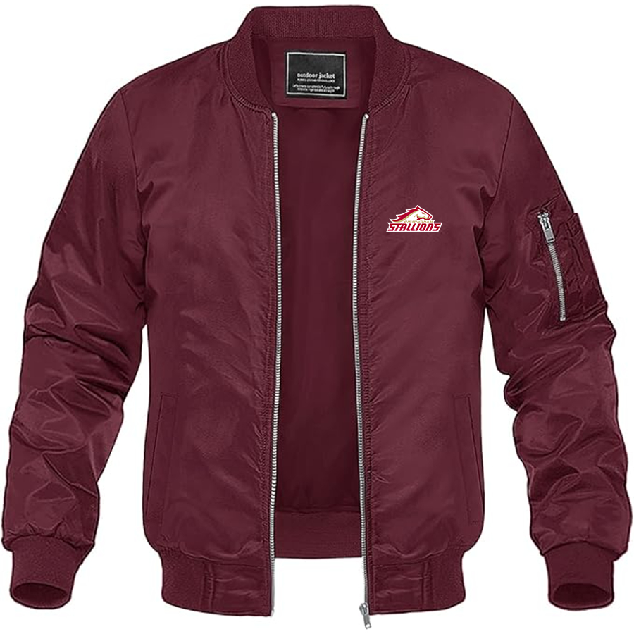 Men's Birmingham Stallions Logo Lightweight Bomber Jacket Windbreaker Softshell Varsity Jacket Coat