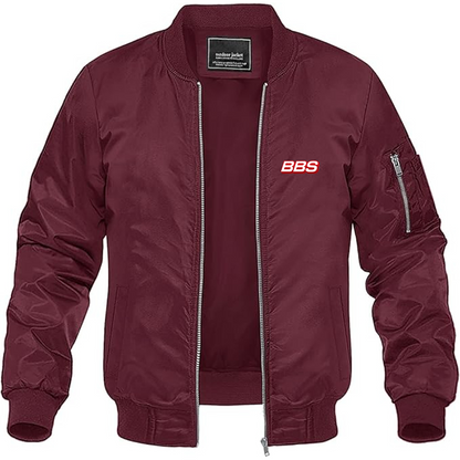 Men's BBS Logo Lightweight Bomber Jacket Windbreaker Softshell Varsity Jacket Coat