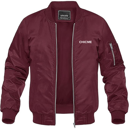 Men's Chic Me Logo Lightweight Bomber Jacket Windbreaker Softshell Varsity Jacket Coat