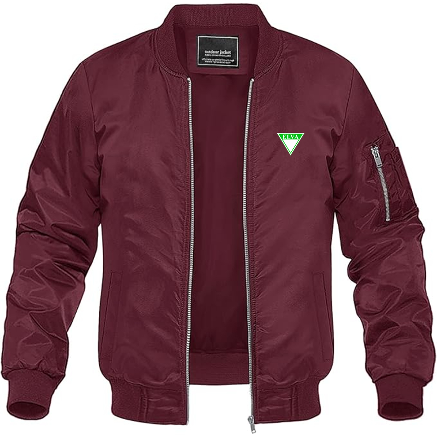 Men's Elva Logo Lightweight Bomber Jacket Windbreaker Softshell Varsity Jacket Coat