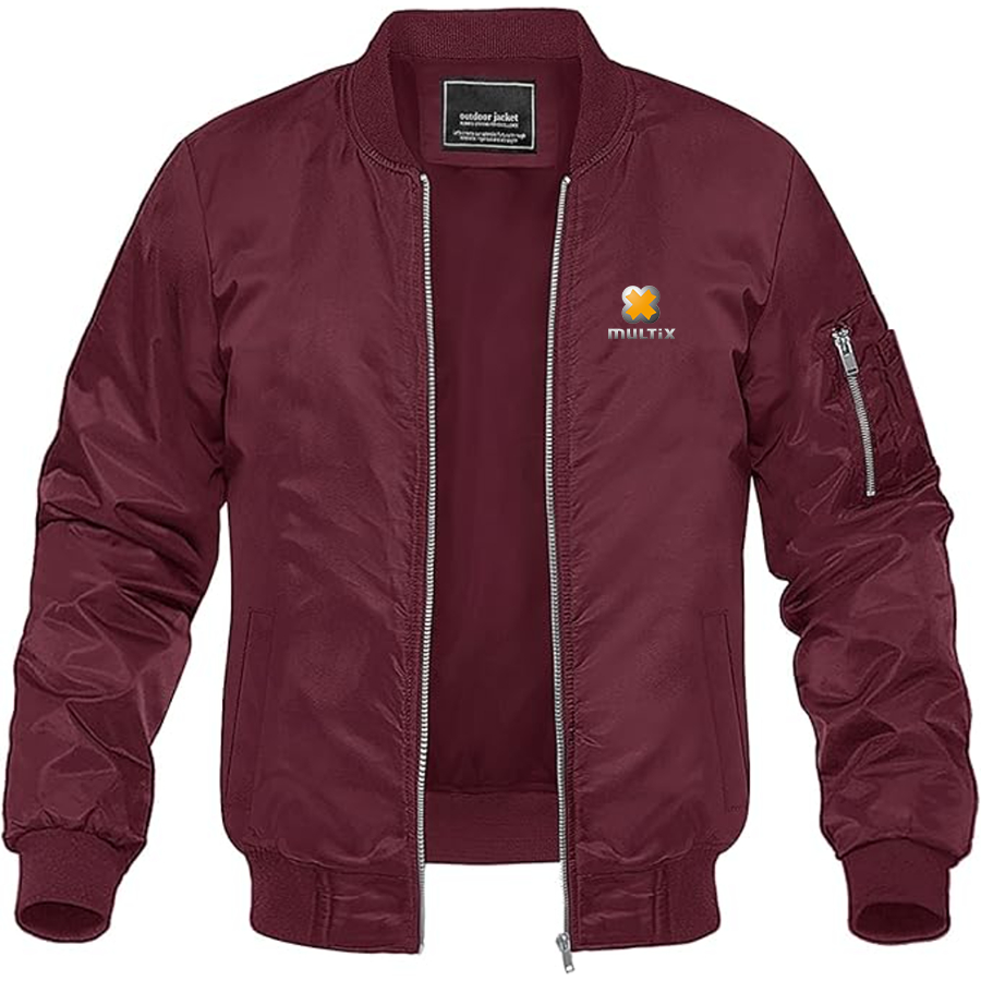 Men's Multix  Logo Lightweight Bomber Jacket Windbreaker Softshell Varsity Jacket Coat
