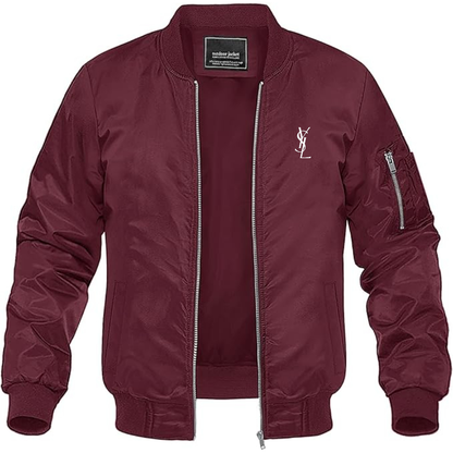 Men's YSL logo Lightweight Bomber Jacket Windbreaker Softshell Varsity Jacket Coat