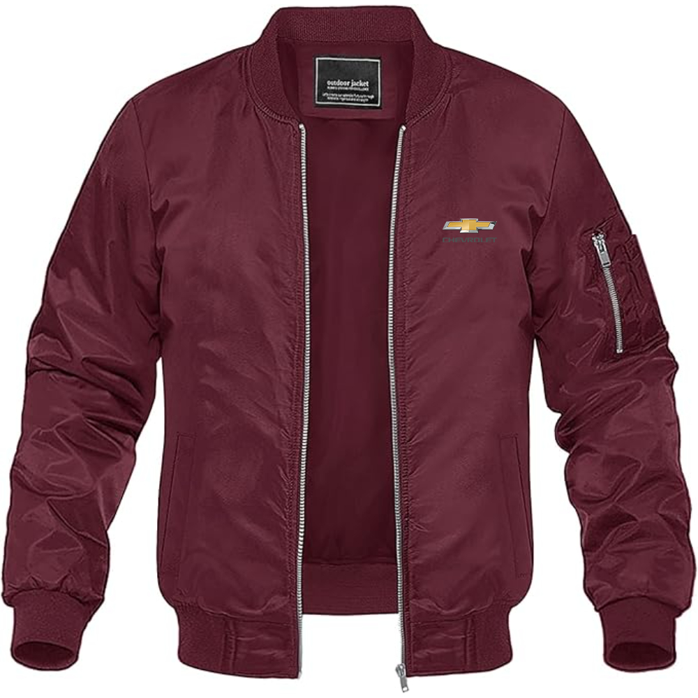 Men's Chevrolet Logo Lightweight Bomber Jacket Windbreaker Softshell Varsity Jacket Coat