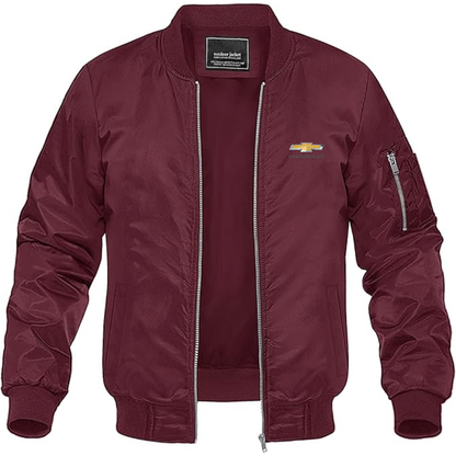 Men's Chevrolet Logo Lightweight Bomber Jacket Windbreaker Softshell Varsity Jacket Coat