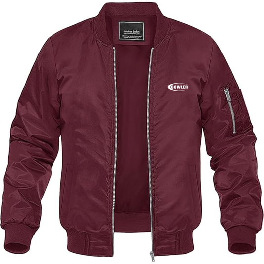 Men's Bowler Logo Lightweight Bomber Jacket Windbreaker Softshell Varsity Jacket Coat