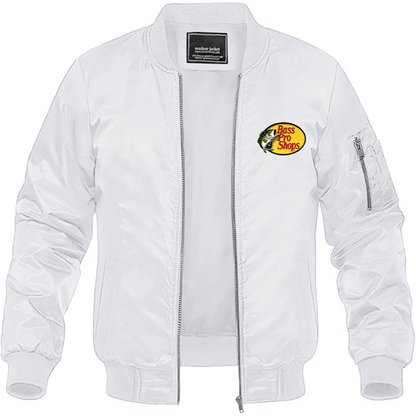 Men's Bass Pro Shops Logo Lightweight Bomber Jacket Windbreaker Softshell Varsity Jacket Coat