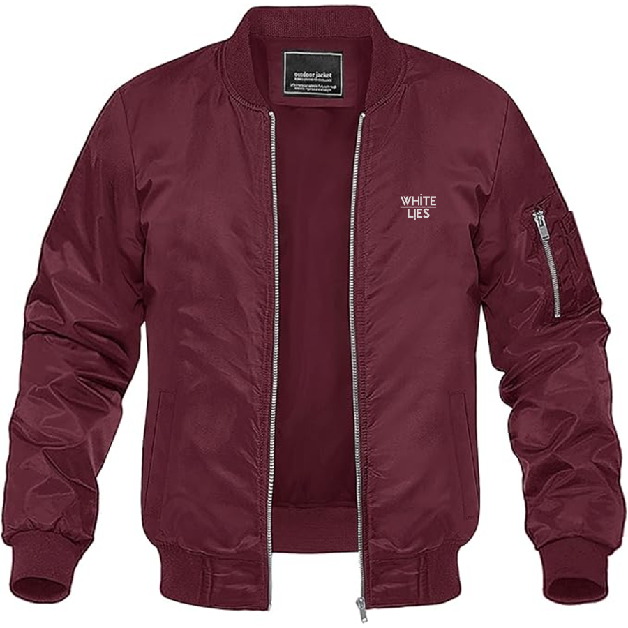 Men's White Lies Logo Lightweight Bomber Jacket Windbreaker Softshell Varsity Jacket Coat