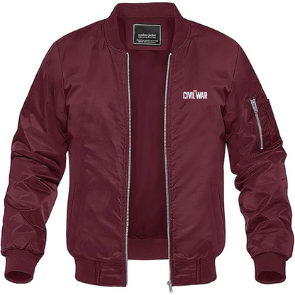 Men's Marvel Civil War  Logo Lightweight Bomber Jacket Windbreaker Softshell Varsity Jacket Coat