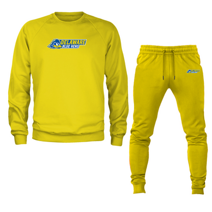 Men's  Delaware Blue Hens Crewneck Sweatshirt Joggers Suit
